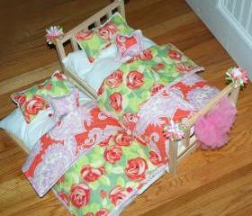 American Girl Doll Bed - SPRING ROSES Trundle Bed -Fits American Girl Dolls and 18 Inch Dolls