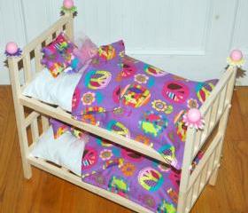 Doll Bunk Bed - Purple Peace Julie Bunk Bed - Fits American Girl Doll and 18 inch dolls